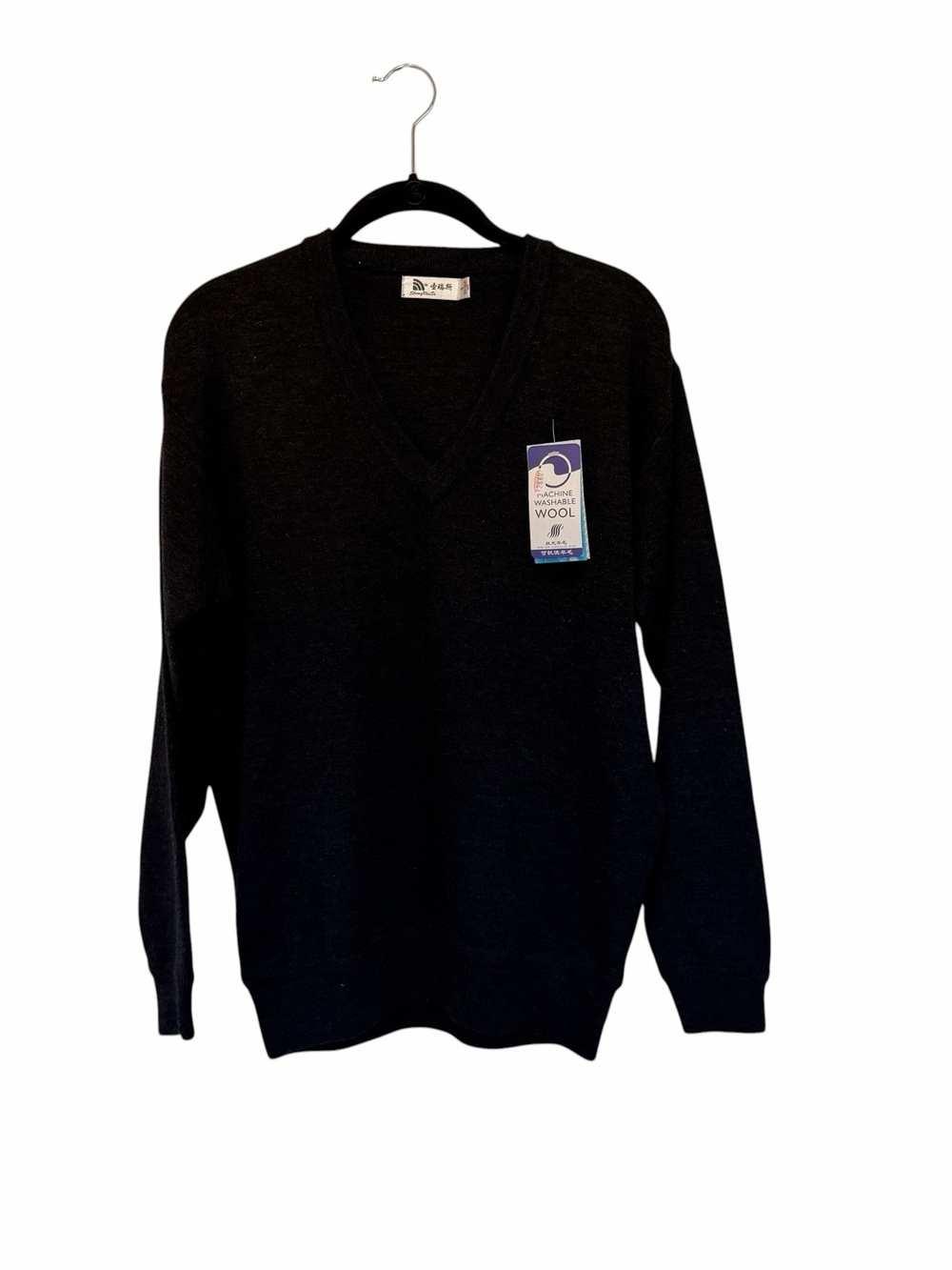 Men's S Black V-Neck 100% Wool Sweater Gorpcore Classic Casual Gorpcore Layers